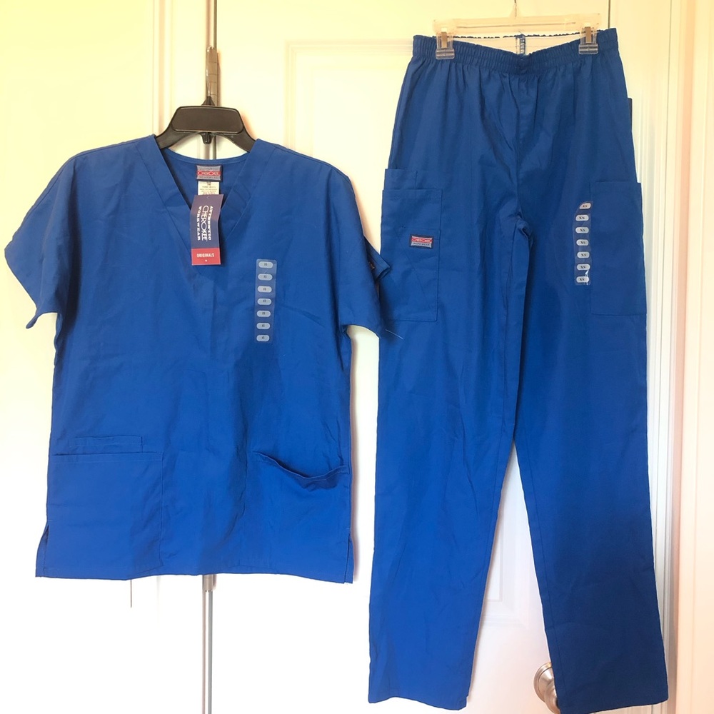 Cherokee Authentic Workwear Scrubs - Royal Blue - XS - Top and Pants